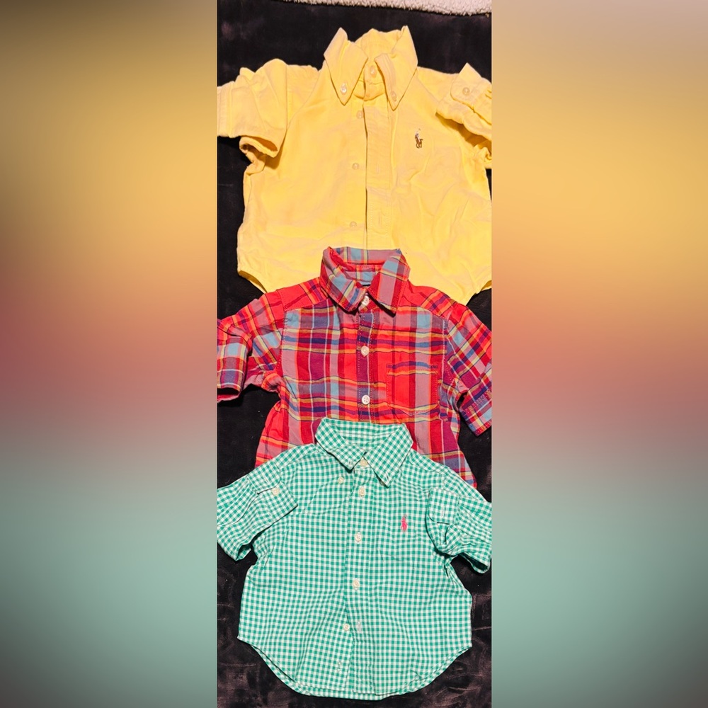 Button up long sleeve dress shirt bundle 2 Ralph Lauren and one Carter